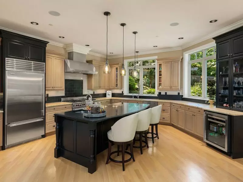 Dark Kitchen Cabinets with Light Floors