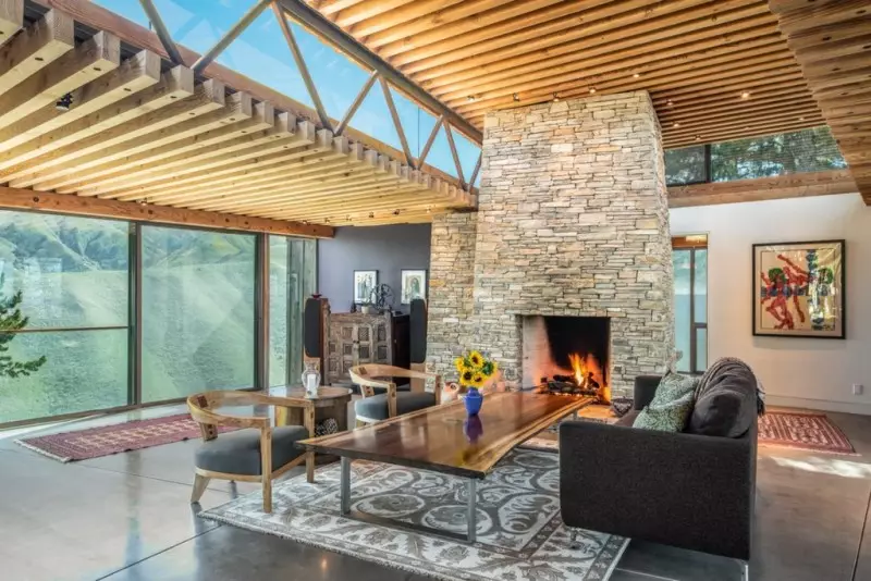 Stone Veneer Fireplace