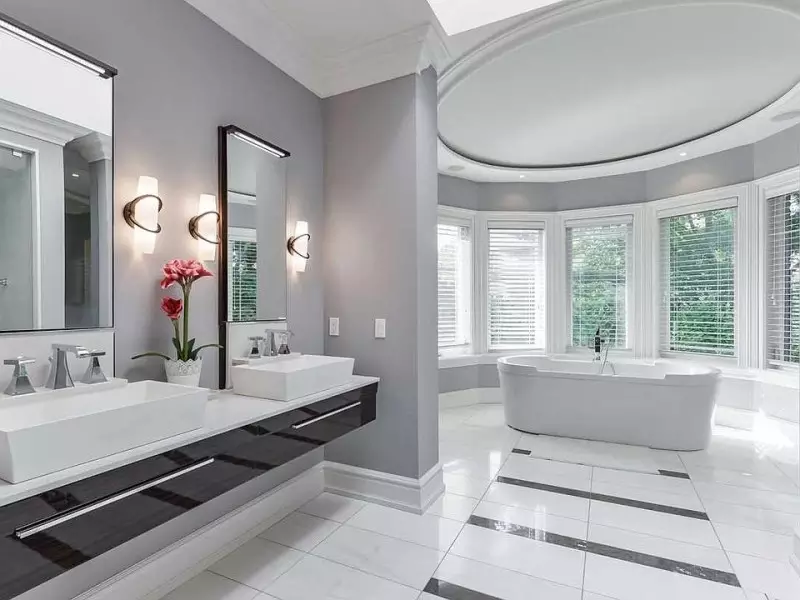 Gray and White Modern Bathroom